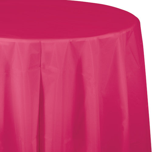 Round Plastic Table Cover - Hot Magenta