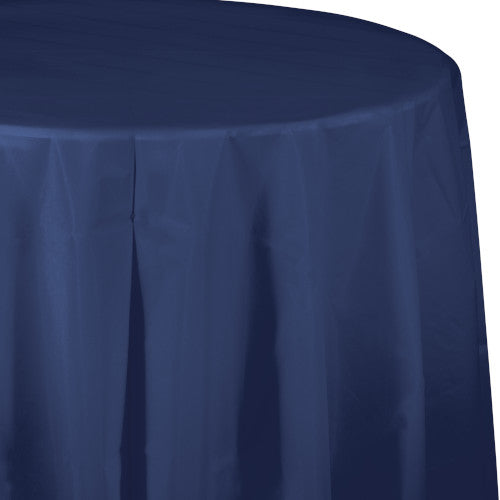 Round Plastic Table Cover - Navy