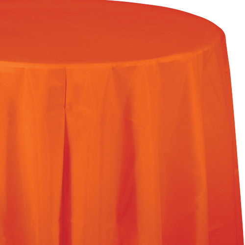 Round Plastic Table Cover - Sun Kissed Orange
