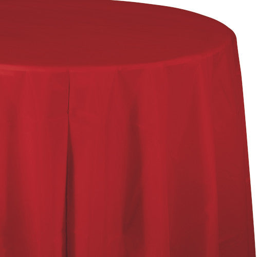 Round Plastic Table Cover - Classic Red