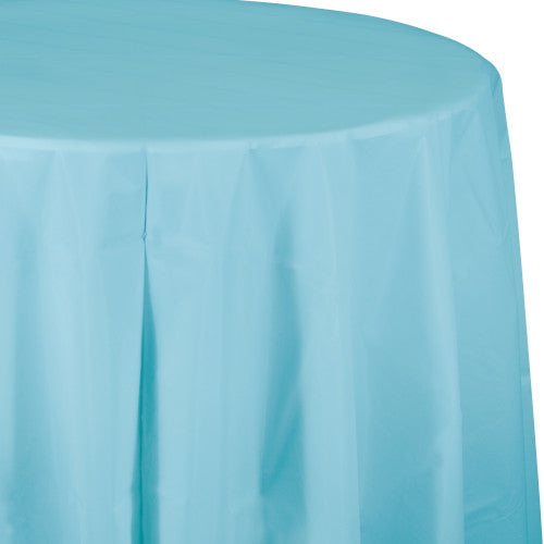 Round Plastic Table Cover - Pastel Blue