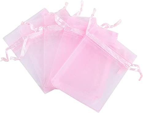 Large Organza Favor Pouches - Pink 10ct