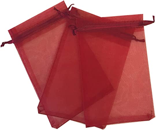 Small Organza Favor Pouches - Burgundy 10ct