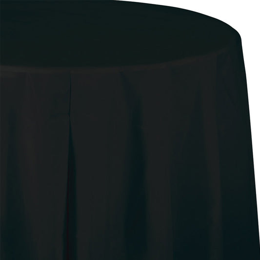 Round Plastic Table Cover - Black Velvet