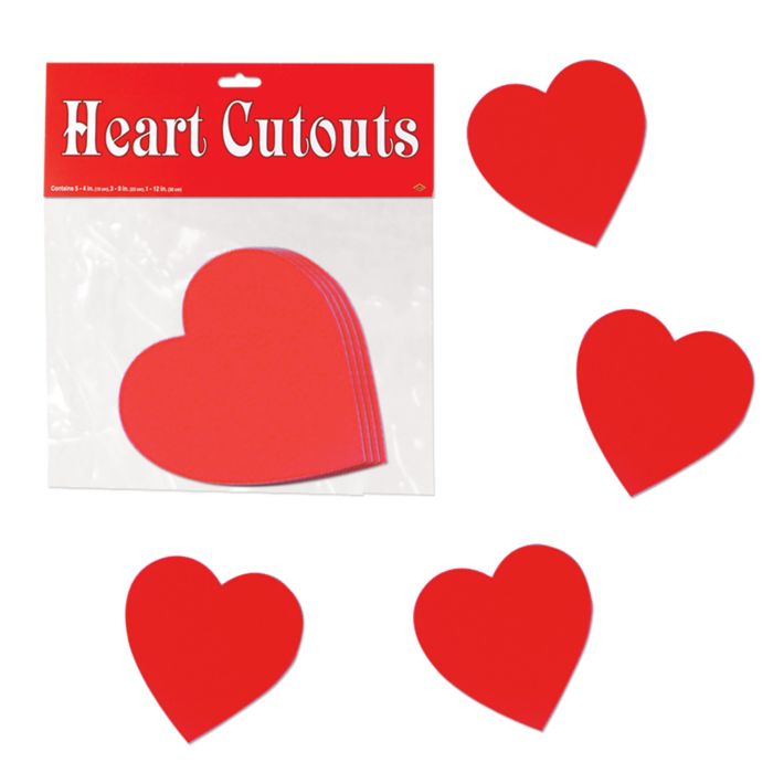 Packaged Printed Heart Cutouts 10ct