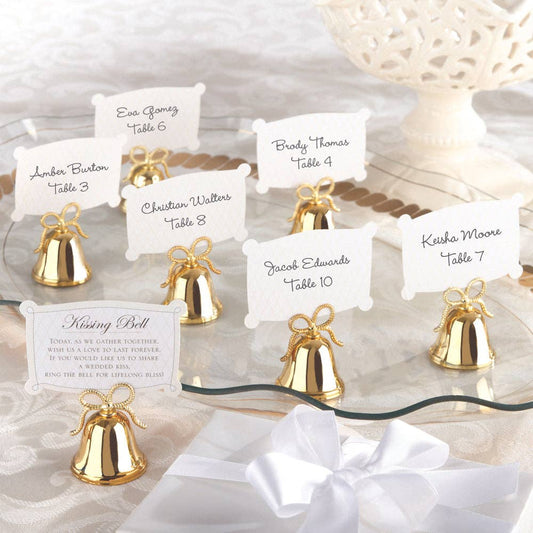 Gold Kissing Bells Place Card/Photo Holder 24ct