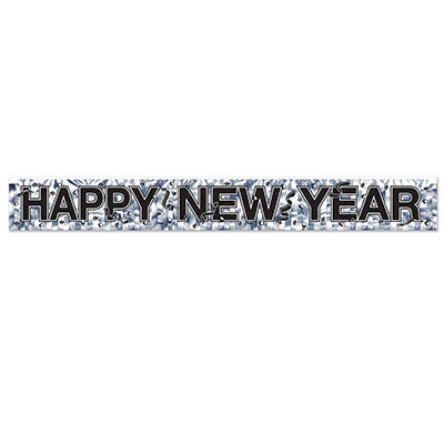 Metallic Happy New Year Fringe Banner - Silver