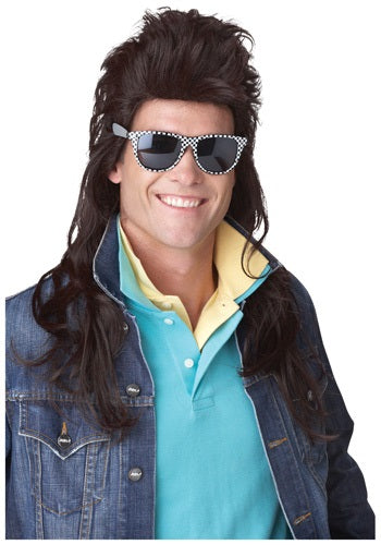 80's Rock Mullet Wig - Brown