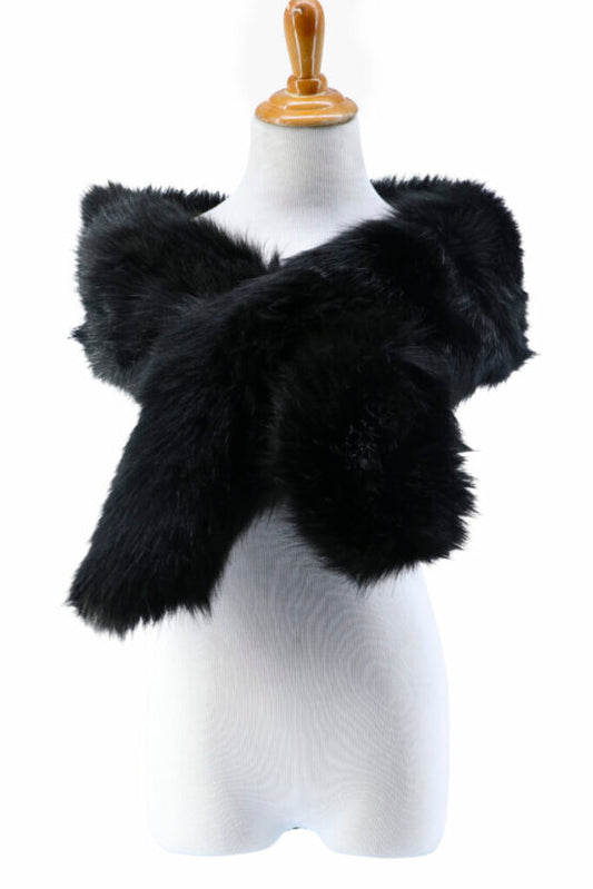Faux Fur Stole - Black