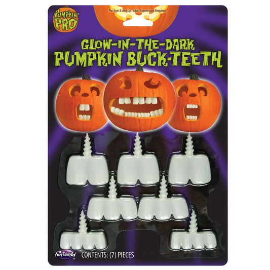 Glow In The Dark Pumpkin Fangs - Buck Teeth