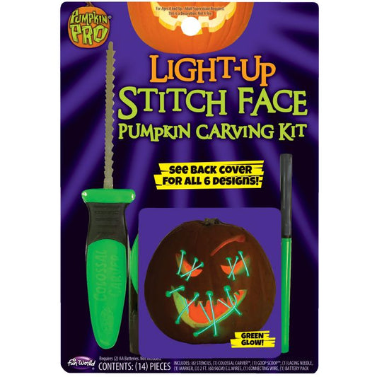E.L. Stitch Face Pumpkin Carving Kit - Green