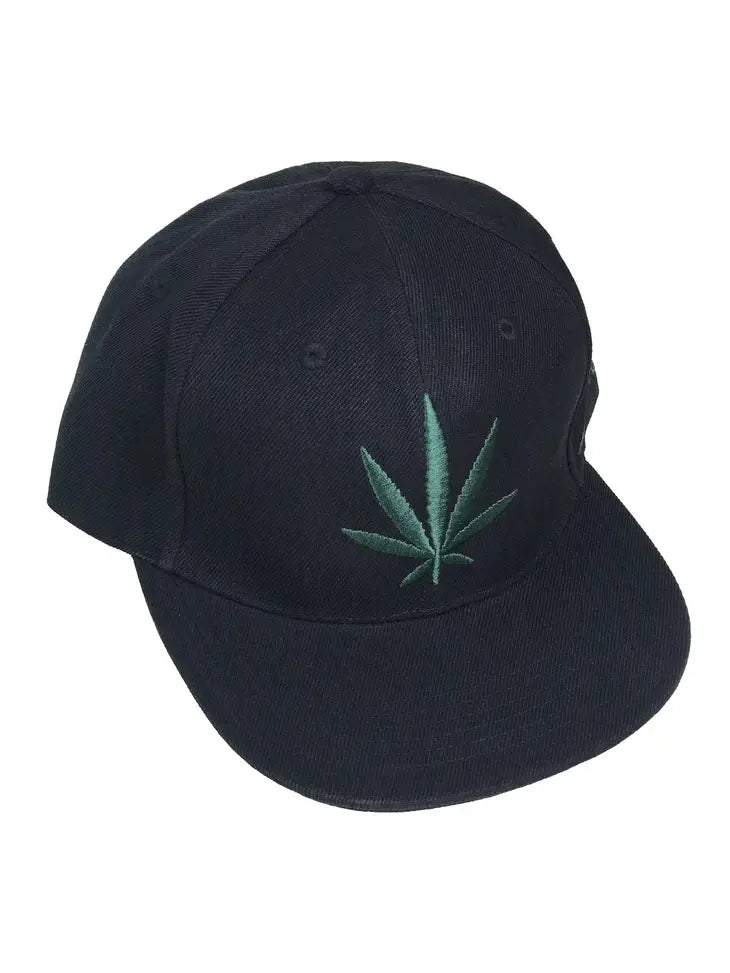 Black Embroidered Weed Hat