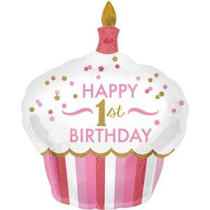 1st Birthday Pink Cupcake - 36"
