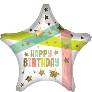 Birthday: Gold Stars - 19"