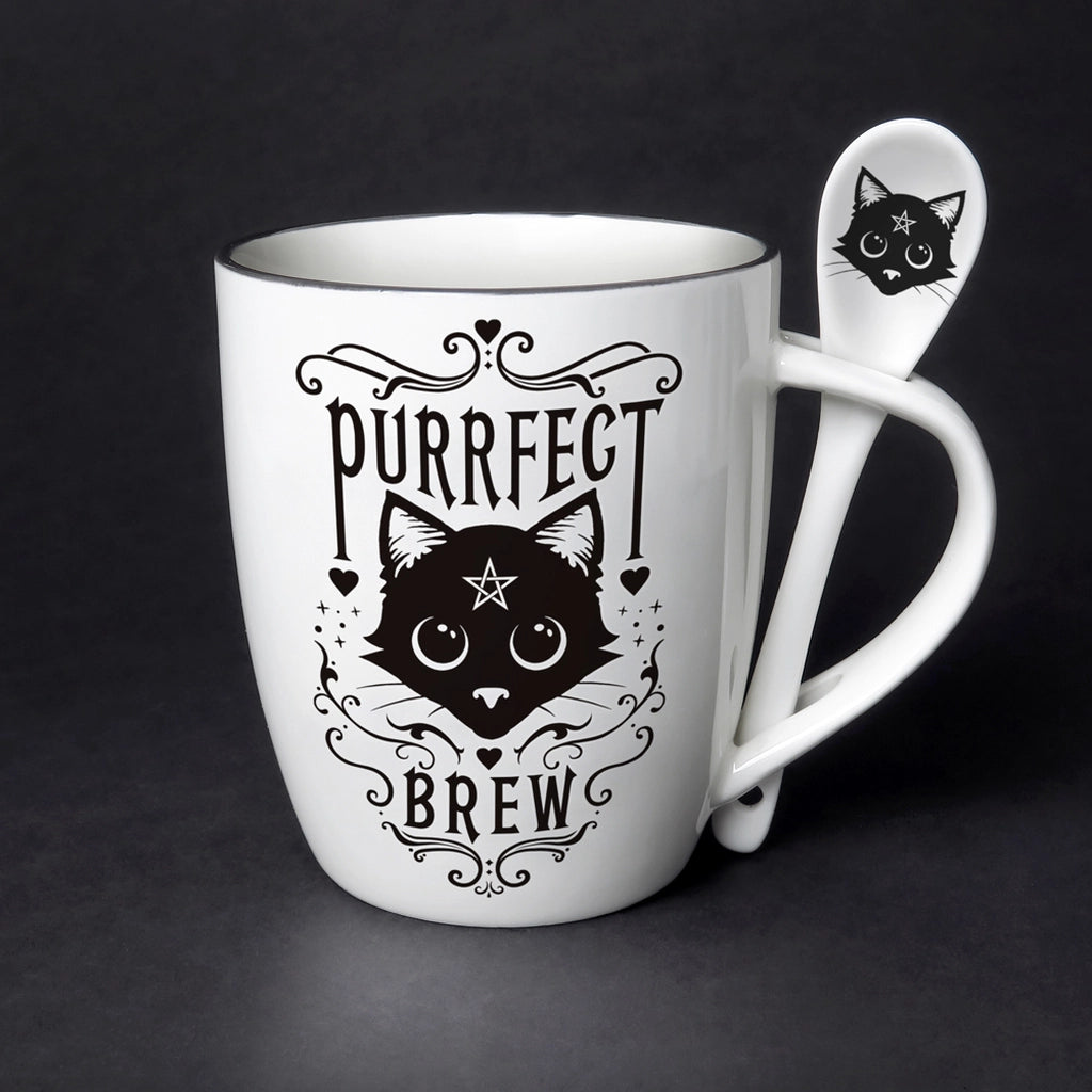 Cup & Spoon Set - Purrfect Brew