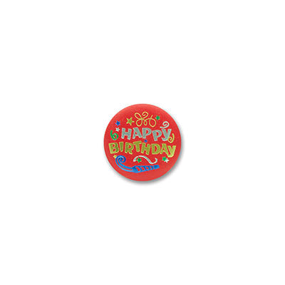 Satin Button - Happy Birthday