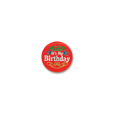 Satin Button - It's My Birthday: Red