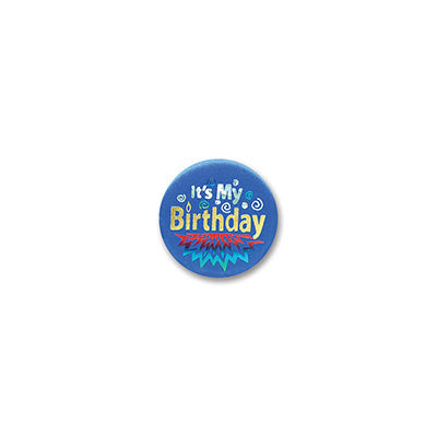 Satin Button - It's My Birthday: Blue