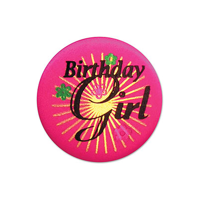Satin Button - Birthday Girl