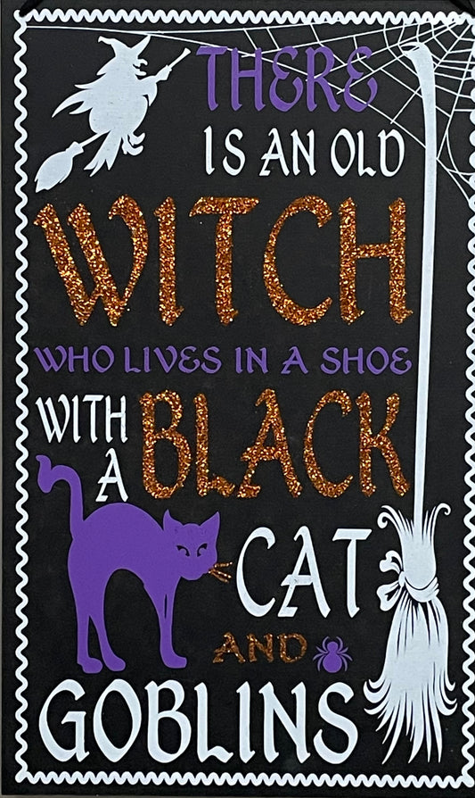 Hanging Sign - Old Witch With Goblins