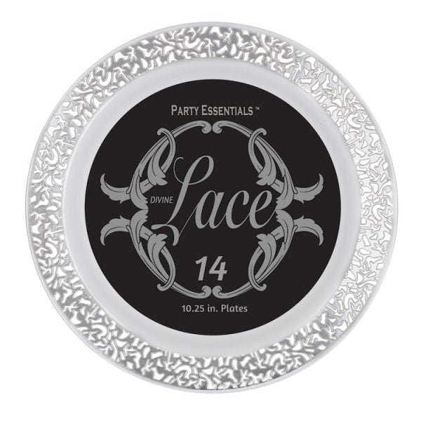 10.25" Silver Lace Plates 14ct