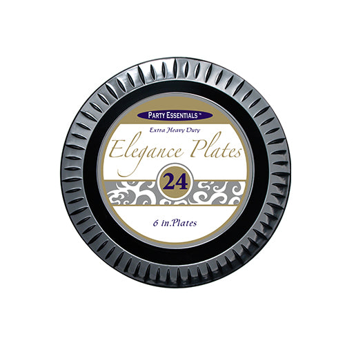 6" Black Elegance Plates 24ct