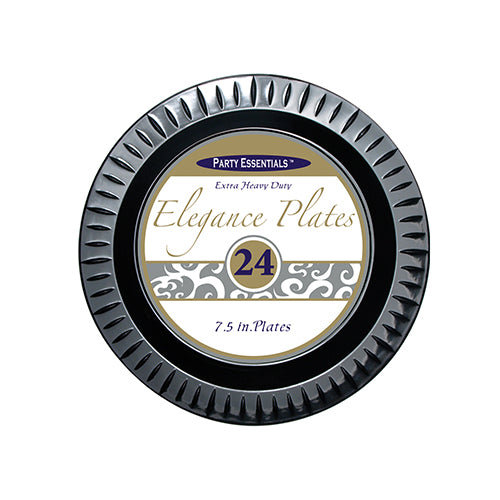 7.5" Black Elegance Plates 24ct