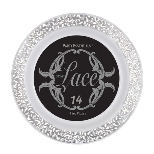 9" Silver Lace Plates 14ct