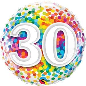 Birthday: #30 Rainbow Confetti - 18"