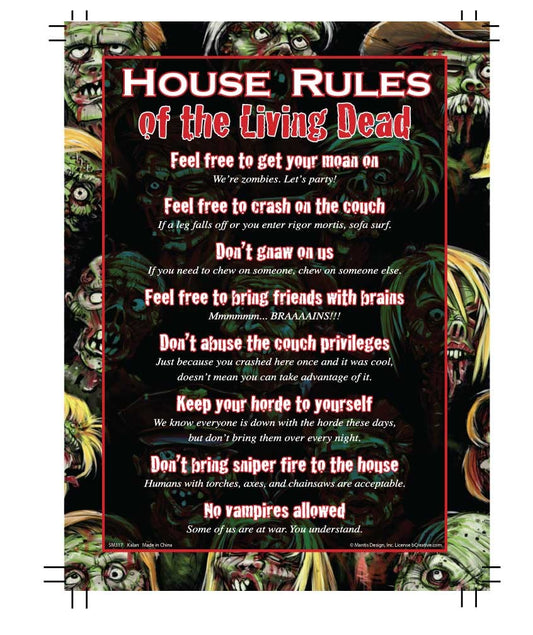 Metal Sign - House Rules Of The Living Dead