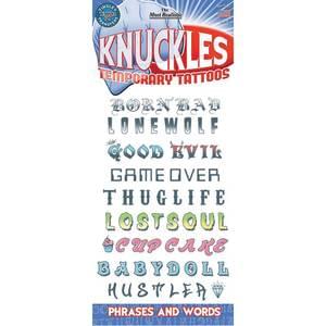 Knuckles Phrases & Words Tattoos – Party World