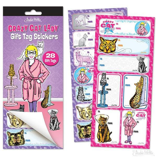 Crazy Cat Lady Gift Tag Stickers 28ct