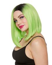 Dip Dye Blunt Lob Wig - Black/ Lime