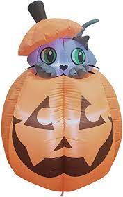 Inflatable Kitty in Pumpkin