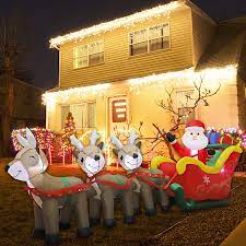 9.5' Inflatable Santa & Reindeer