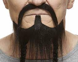 Twin Braid Beard & Mustache - black