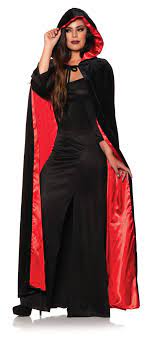 Velvet Hooded Cape With Lining - Red