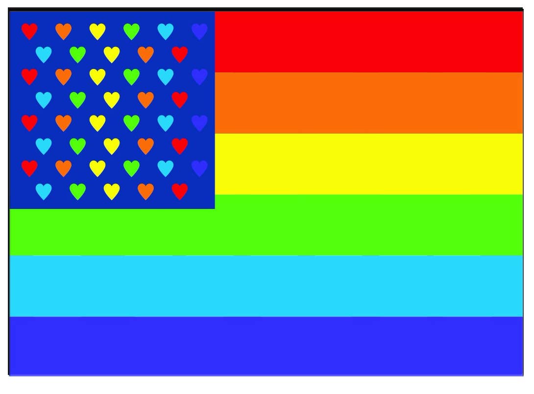 Magnet - PRIDE Rainbow hearts and stripes flag