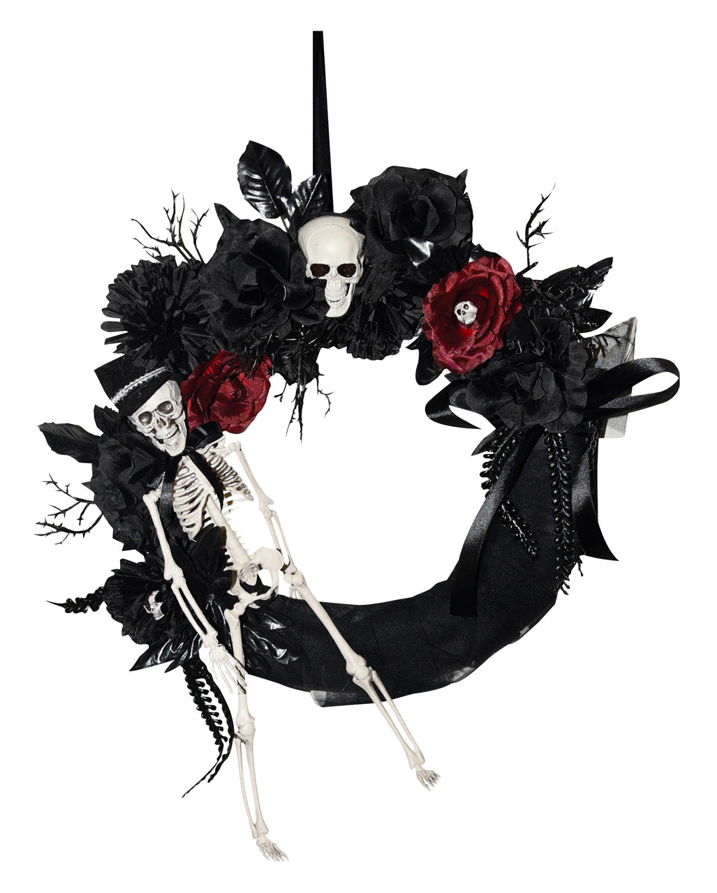 Wreath With Skeleton & Flowers