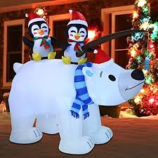 Inflatable Polar Bear w/ Penguins