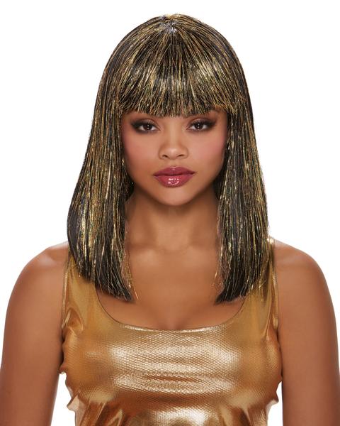 Long Tinsel w/ Bangs Wig -Gold