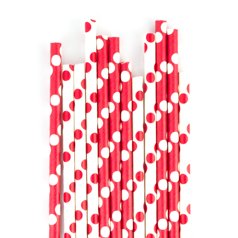 Paper Straws - Red And White Polka Dot
