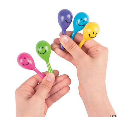 Plastic Smile Face Maracas 12ct