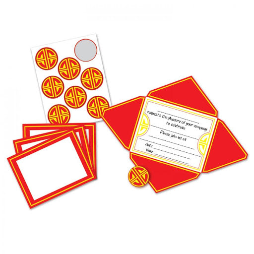 Chinese Invitations And Seals 8ct